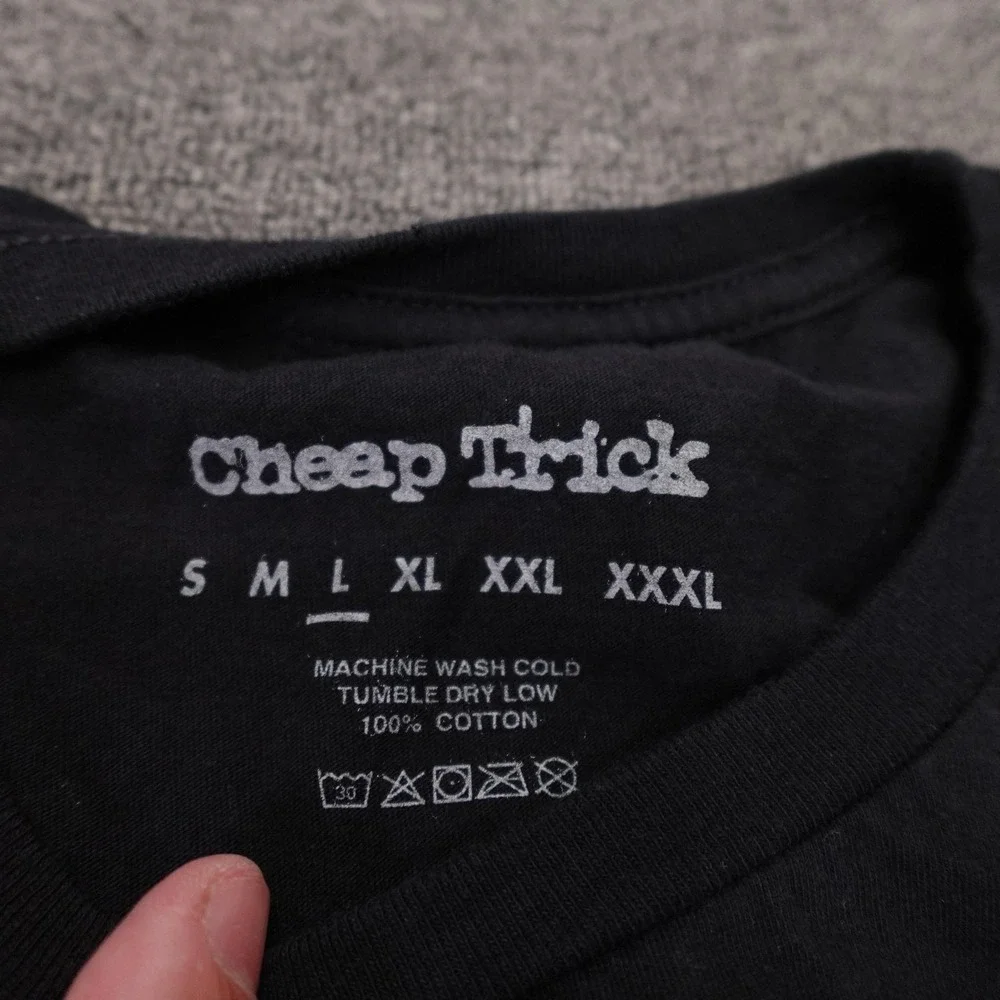 Cheap Trick Shirt Mens Large Black Logo Graphic Tee Band Rock Tagless Music